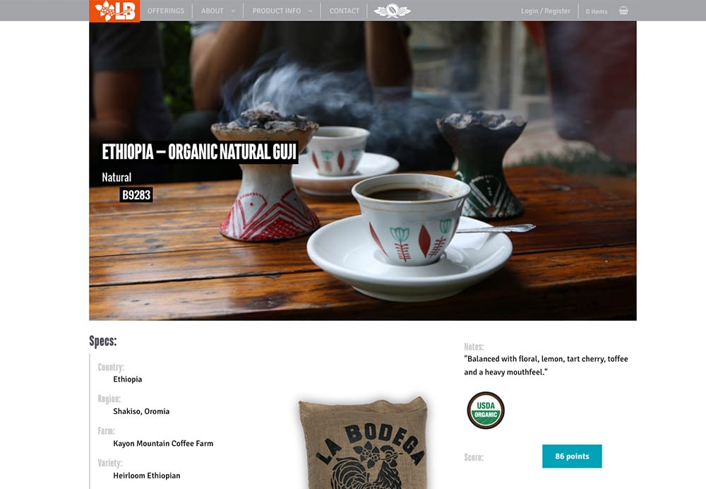 Coffee retail web site development